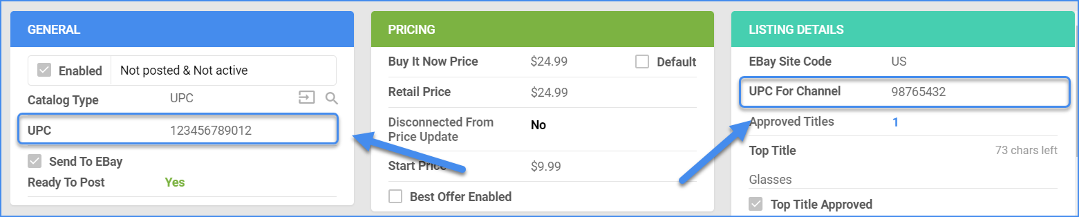 The image shows the UPC and the UPC per Channel options.